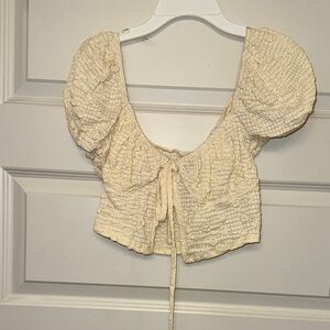 Cream Textured Women's Top